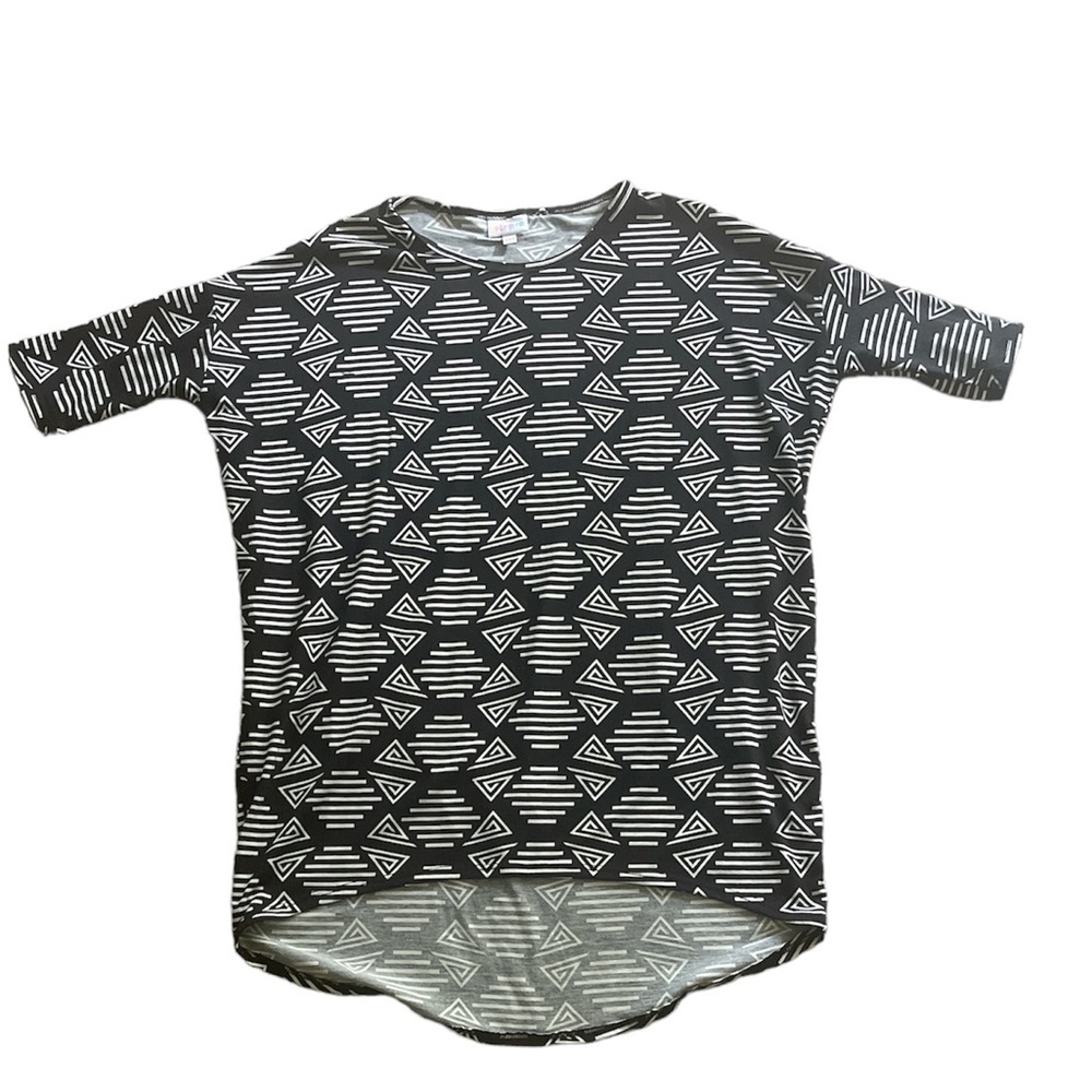 LULAROE IRMA TOP Grey and Black XXS